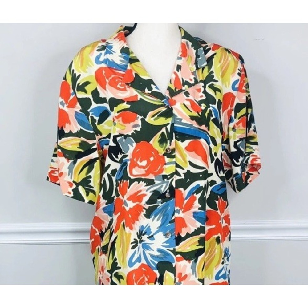 Ann Taylor‎ Women's Small P Blouse Vintage 80's 100% Silk  floral